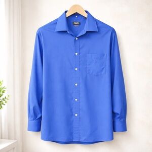 Chaps Men's Vibrant Blue Stretch Collar Non Iron Button-Down Shirt